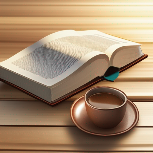 
A Bible resting on a wooden table illuminates the promise of God's free gift of justification through faith in Jesus Christ, as reflected upon in a morning devotion time with a cup of coffee.
