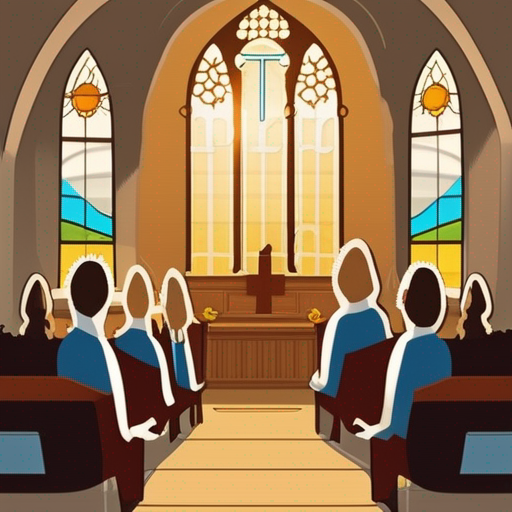 
A peaceful congregation sits together in worship, united in their hope and faith in Christ as the sunlight illuminates their devotion to protecting each other's spiritual growth through sensitivity, sacrifice and love.
