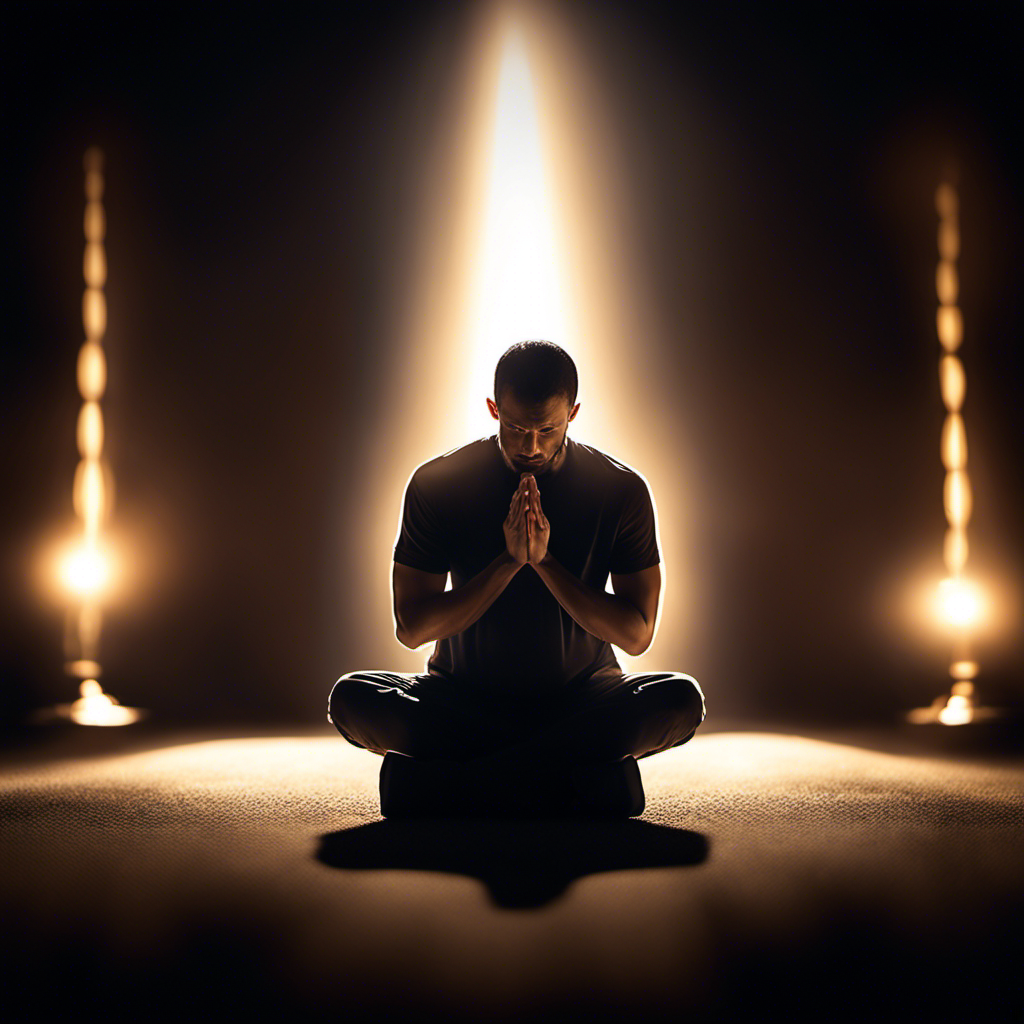 
Kneeling in prayer, humbly seeking God's grace
